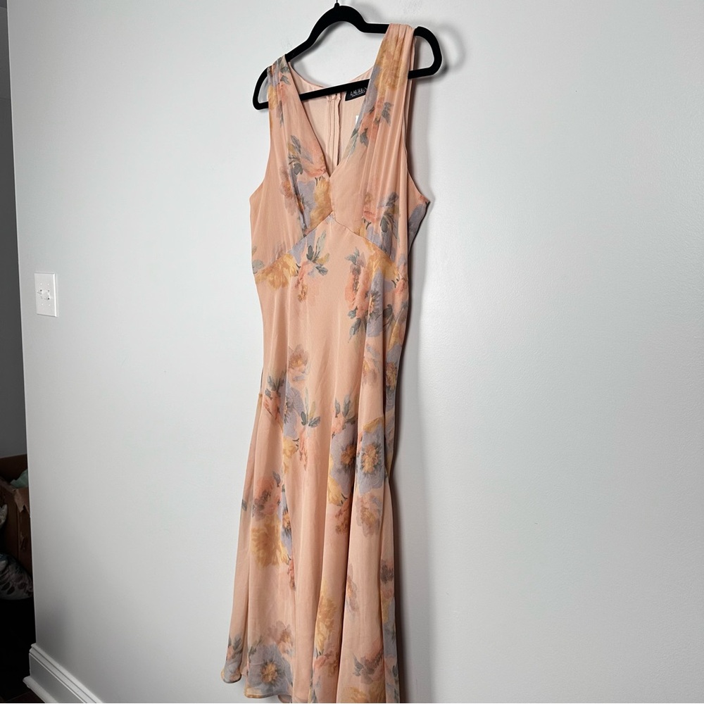Lauren Women's Ralph Lauren Floral Crinkled Georgette Dress Size 12 NEW - Picture 4 of 8